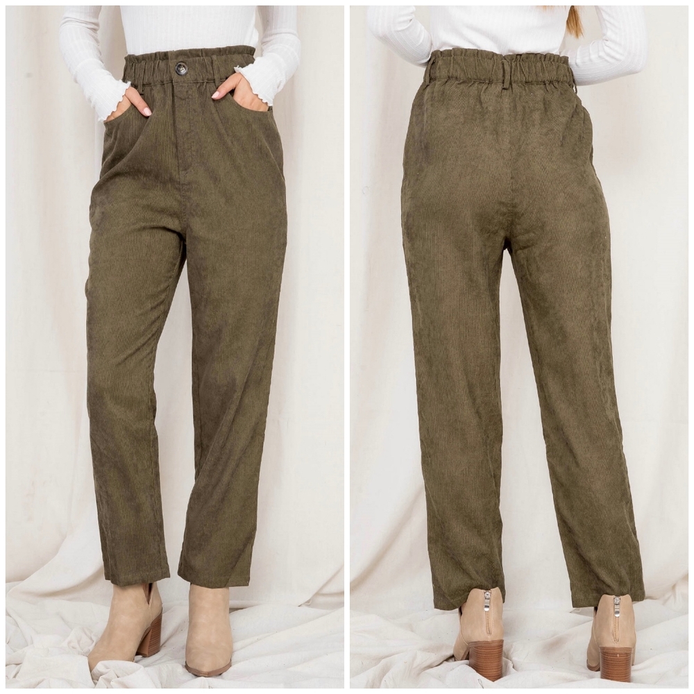 LAST 1❗️VERY J Olive Corduroy High Waisted Pants - Picture 3 of 5